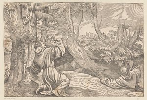 Saint Francis får stigmata av Titiaan