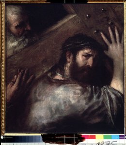 Kristus bär korset (Le portement de croix) (Kristus bär korset). Målning av Titian eller Le Titian (Tiziano Vecellio eller Vecelli, eller Tiziano da Cador av Titian (c.1488 1576)