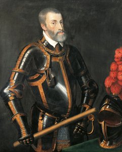 Porträtt av Karl V av Habsburg, kejsare av det heliga romerska riket, av Tizian, målning