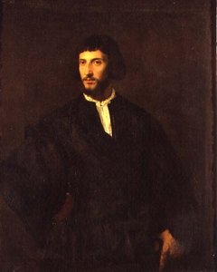 Porträtt av en man (olja på duk) av Titian (c.1488 1576)