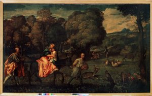 Flygningen till Egypten, ca 1508 (olja på duk) av Titian (c.1488 1576)