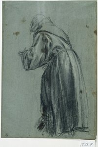 Franciskan i bön (kol på papper)