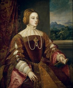 Porträtt av imponen Isabella av Portugal (1503-1539) Målning av Tiziano Vecellio kallad Tizianen (1485-1576) 1548 Sun. 1,17x0,98 m Madrid, Pradomuseet av Tiziano Vecelli