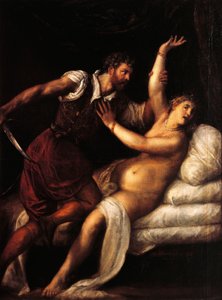 Tarquinius och Lucretia, av Titian (ca 1490-1576), olja på panel, 84x68 cm