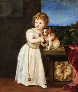 Tyska: Clarissa Strozzi (1540-1581) vid två års ålder Porträtt av Clarissa Strozzi av Titian