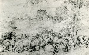 Landskap med fårflock, c1520, 1937 av Tiziano Vecelli