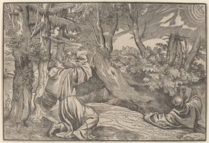 Saint Francis tar emot Stigmata av Titian