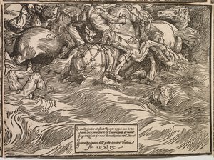Faraos armés nedsänkning i Röda havet av Titian