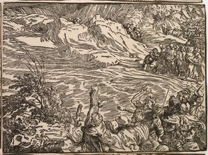 Faraos armés nedsänkning i Röda havet av Titian