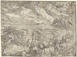 Faraos armé dränks i Röda havet av Titian