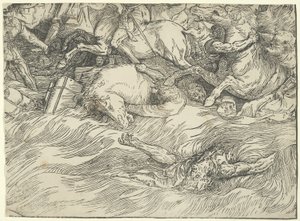 Faraos armé dränks i Röda havet av Titian