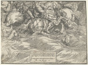 Faraos armé dränks i Röda havet av Titian