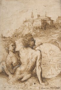 Två satyrer i ett landskap, ca. 1505-10. av Titian