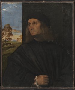 Porträtt av den venetianske målaren Giovanni Bellini (?) av Tizian