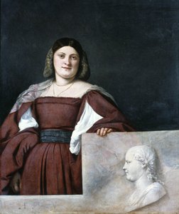 Porträtt av en dam, La Schiavona Den dalmatiska kvinnan, c1510-1512 av Tiziano Vecelli