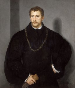 Porträtt av en ung engelsman Porträtt av en ung man med grå ögon, 1540-1545. av Tiziano Vecelli