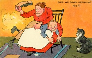 Är vi nedstämda Nej! (färglitografi) av Tom Browne