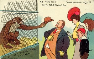 På djurparken blir Pa igenkänd, Good Old Dad (färglitografi) av Tom Browne