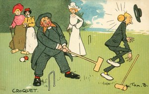 Krocket (chromolitho) av Tom Browne