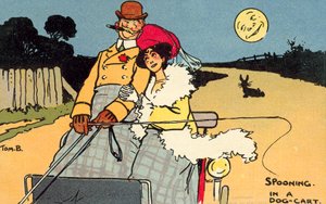 Sked i en hundvagn (chromolitho) av Tom Browne