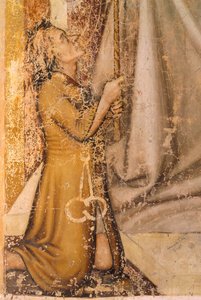 Skildring av donatorer, detalj från St Romuald, av Tommaso da Modena (1326-1379), fresk, kyrkan San Nicolo, Treviso av Tomaso da (late 15th century) Modena