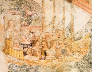 Segling mot Rom, detalj från Stories of St Ursula, av Tommaso da Modena (1326-1379), fresk, detalj, Church of Santa Caterina, Treviso av Tomaso da (late 15th century) Modena