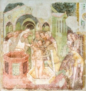 Prinsen av Englands dop, detalj från fresken Legend of St Ursula av Tomaso da (late 15th century) Modena