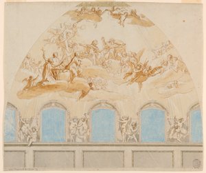 Projekt för en fresk i katedralens kupol i Citta di Castello av Tommaso Maria Conca