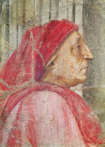 Den heliga treenigheten, detalj av huvudet på den manliga donatorn, 1427-28 Fresko detalj av 173689 av Tommaso Masaccio