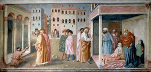 Sankt Peter bekämpar estropin och uppståndelsen av Tabitha Fresco av Tommaso di Cristoforo Fini dit Masolino da Panicale (1383-cirka 1440)