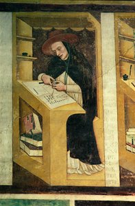 Dominikanska munken vid sitt skrivbord, från cykeln av "fyrtio lysande medlemmar av den dominikanska orden", i kapitelhuset, 1342
