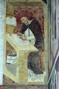 Hugues de Provence vid sitt skrivbord, från cykeln av "fyrtio lysande medlemmar av den dominikanska orden" i kapitelhuset 1342