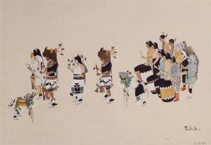Buffalo Dance Chorus, ca 1930-39 (tempera ombord)