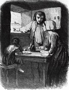 Illustration till La Mare au Diable, roman av George Sand (1804-1876), gravyr av Henri Delaville (aktiv i mitten av 1800-talet) efter teckning av Tony Johannot (1803-1852)