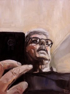 Målat selfie-porträtt av Tore Bahnson