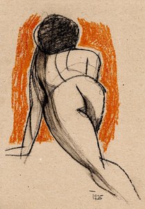 Teckning av sittande figur