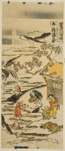 Vår: Soaking Rice Grains (Haru: tanehitashi no zu), nr 1 från serien "The Four Seasons of Farmers (Shiki no hyakusho)" av Torii Kiyomasu II