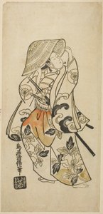 Skådespelaren Tamazawa Saijiro i en oidentifierad roll av Torii Kiyomasu II