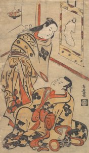Kabuki ac och rs Gentaro Nakamura draft Ikushima Shingoro, va? 1710. , mygga. 1710. av Torii Kiyomasu I