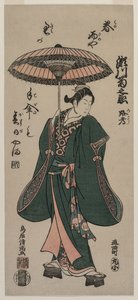 Segawa Kikunojo Roko håller ett paraply, ca. tidigt 1760-tal.