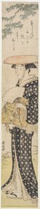 (En kvinna med hatt som går under ett träd), 1782 av Torii Kiyonaga