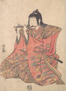 En docka som föreställer en pojke som spelar flöjt, ca. 1780. av Torii Kiyonaga