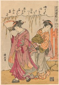 Ett fan som föreslår en spridd storm (Sensu no seiran) från serien "Eight Fashionable Scenes of the Parlour (Furyu zashiki hakkei)"