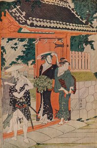 En plötslig dusch vid Mimeguri Inari Shrine, 1787 av Torii Kiyonaga