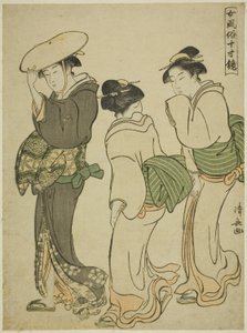 A Woman and Two Maids, från serien "A Mirror of Feminine Manners (Onna fuzoku masu kagami)" av Torii Kiyonaga
