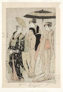 Skådespelare i pjäsen Oakinai Hiruga kojima, Nakamura Theatre, XI1784, 1784 (träblock) av Torii Kiyonaga