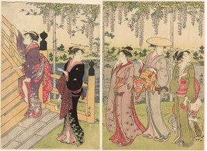 Beundra blåregn vid Kameido Shrine av Torii Kiyonaga