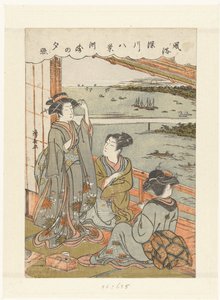 Kvällsregn i Susaki Susaki no sekisho (titel på objekt) Åtta ansikten av vanor och seder i Fukagawa (serietitel) Fuzoku Fukagawa hakkei (serietitel på objekt) av Torii Kiyonaga