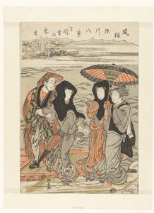Kvällssnö vid Sangendo Sangendo no bosetsu (titel på objekt) Åtta ansikten av vanor och seder i Fukagawa (serietitel) Fuzoku Fukagawa hakkei (serietitel på objekt) av Torii Kiyonaga