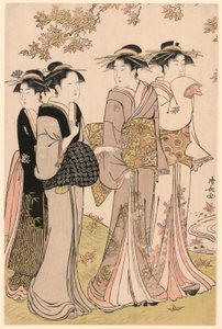 Beautys Under a Maple Tree, från serien "A Collection of Contemporary Beauties of the Pleasure Quarters (Tosei yuri bijin awase)" av Torii Kiyonaga